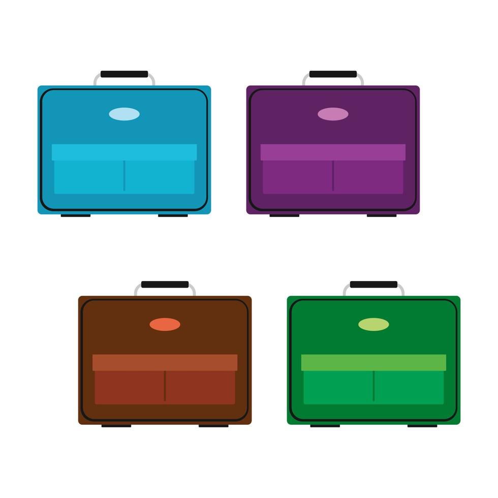 impostato di quattro multicolore Borsa su bianca sfondo. valigia per viaggio viaggio nel piatto stile. vettore illustrazione