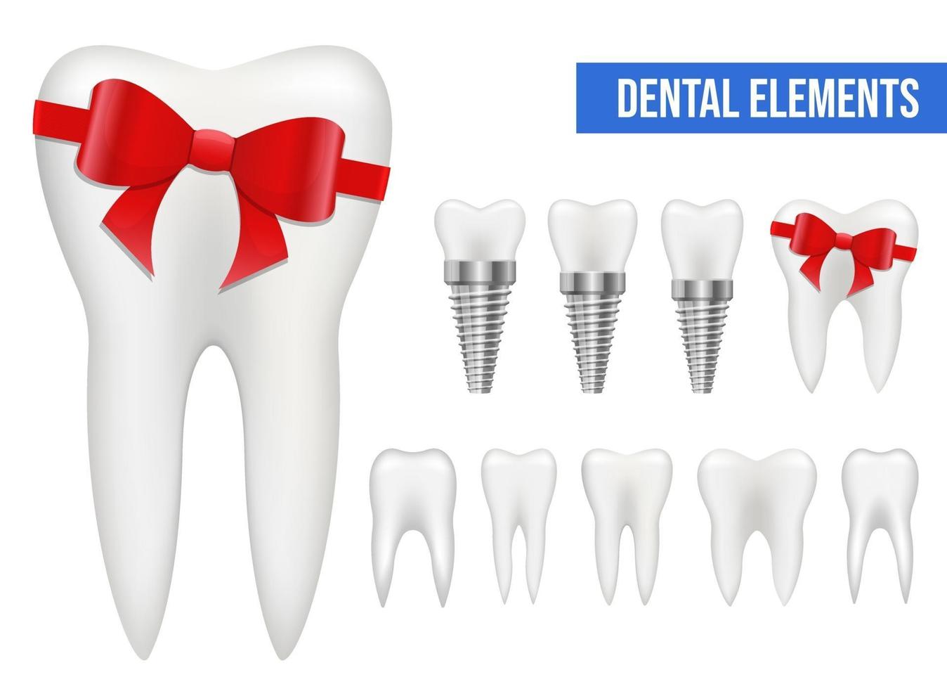 insieme dell'illustrazione di progettazione di vettore del dente isolato su fondo bianco