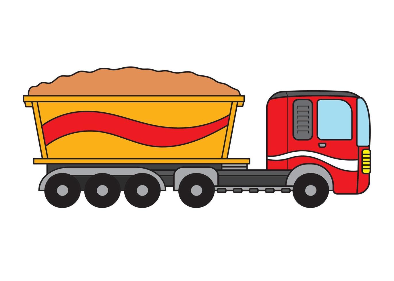 vettore illustrazione colore bambini costruzione cumulo di rifiuti camion