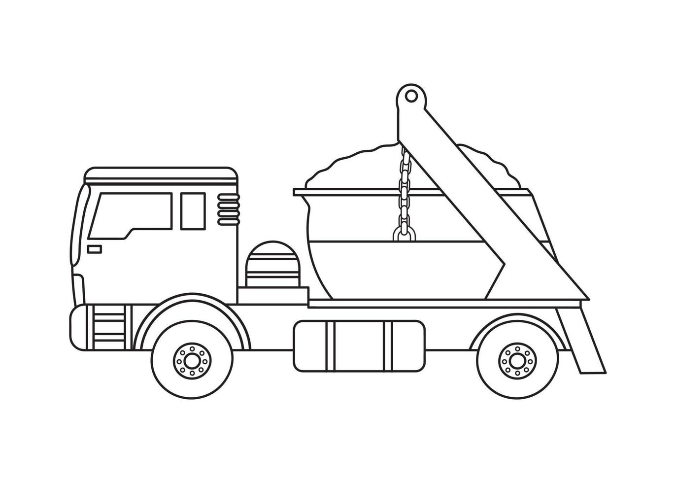 mano disegnato cumulo di rifiuti camion clip arte vettore