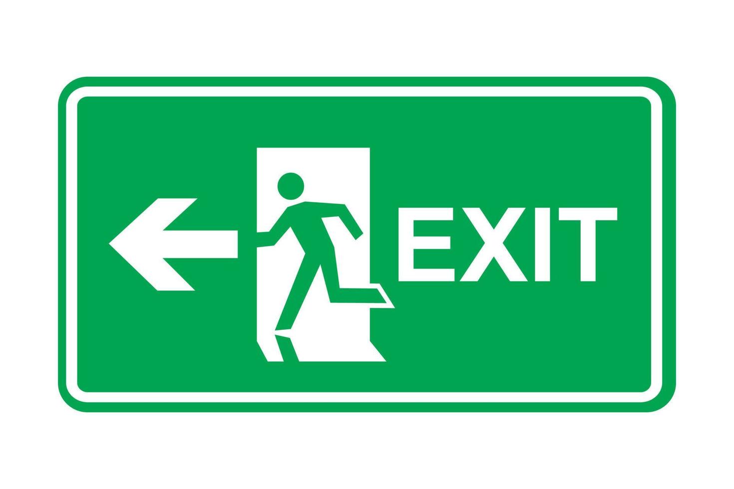 emergenza Uscita per sinistra cartello simbolo icona verde design vettore illustrazione