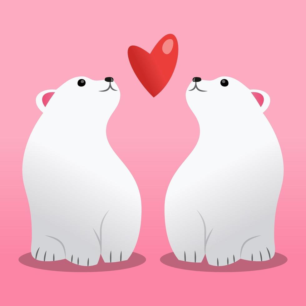 cartone animato orsi polari innamorati vettore