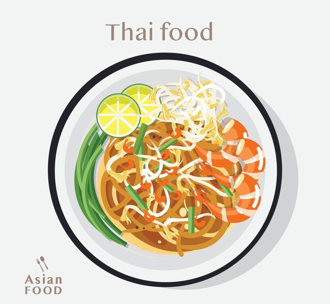 thai food pad thai, illustrazione vettoriale