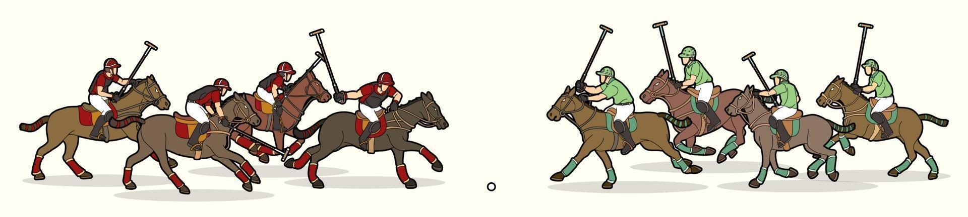 giocatori di cavalli da polo sport azione vettore