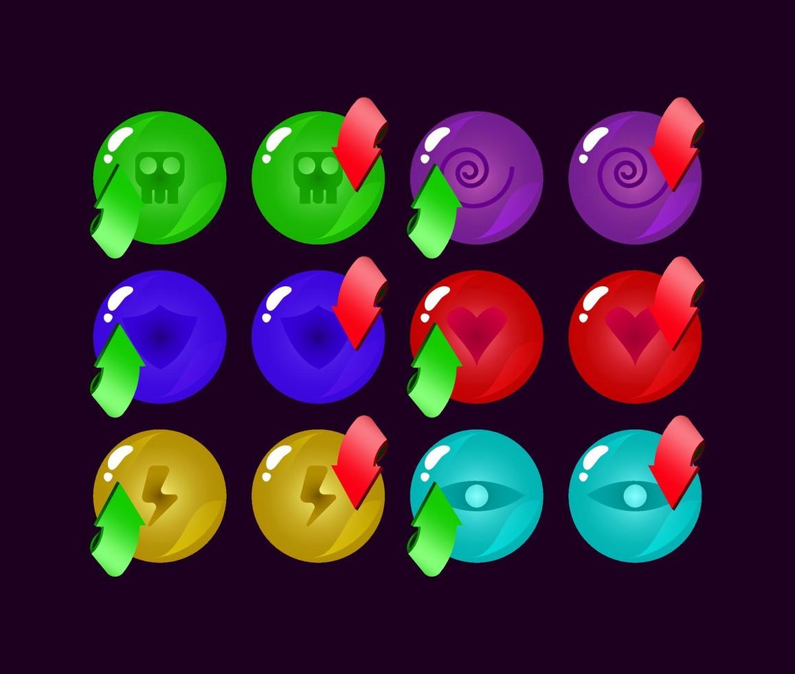 set di gioco ui arrotondato colorato jelly magic power up icona per gui asset elementi illustrazione vettoriale