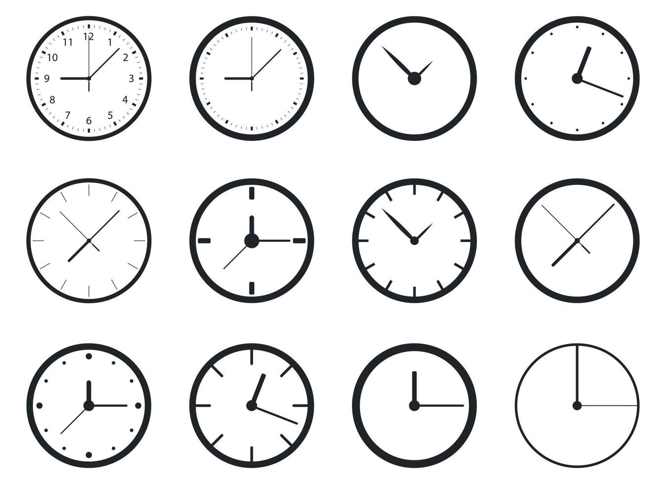 set di illustrazione vettoriale orologio design isolato su sfondo
