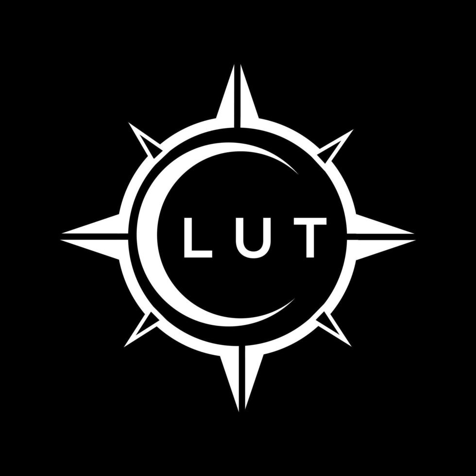 lut astratto monogramma scudo logo design su nero sfondo. lut creativo iniziali lettera logo. vettore