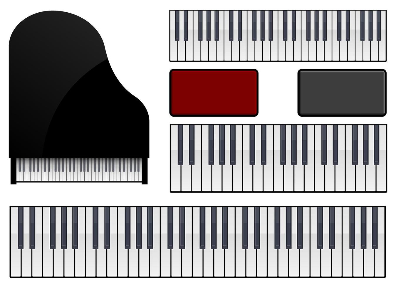 insieme dell'illustrazione di progettazione di vettore del pianoforte isolato su fondo bianco