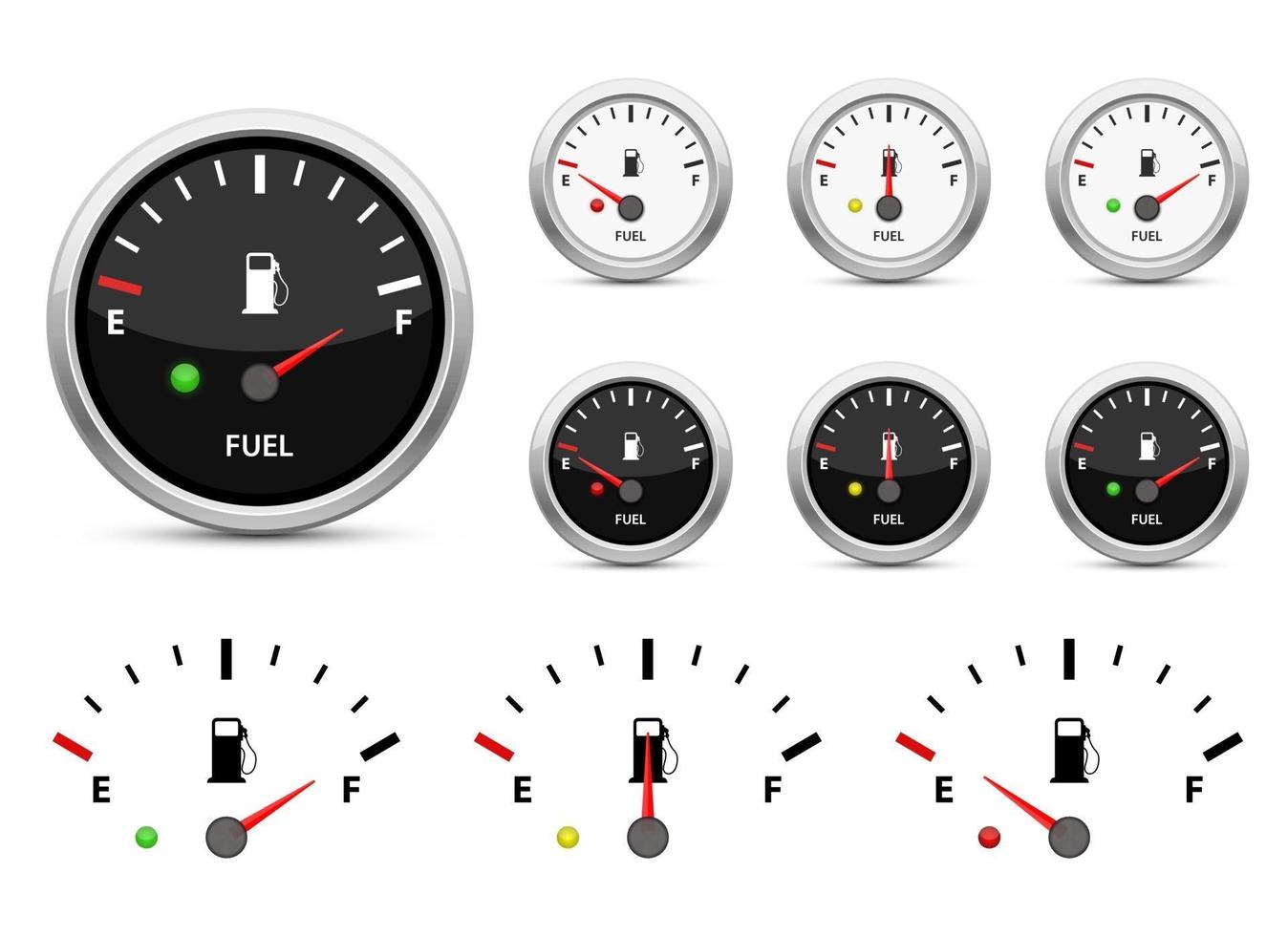 set di illustrazione di disegno vettoriale indicatore di livello carburante isolato su sfondo bianco