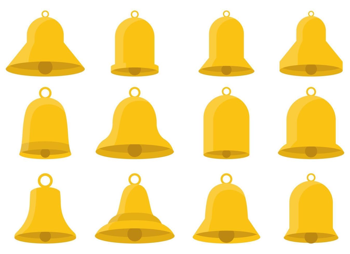 set di illustrazione vettoriale campana d'oro isolato su sfondo bianco