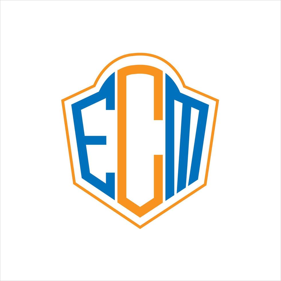 ecm astratto monogramma scudo logo design su bianca sfondo. ecm creativo iniziali lettera logo. vettore