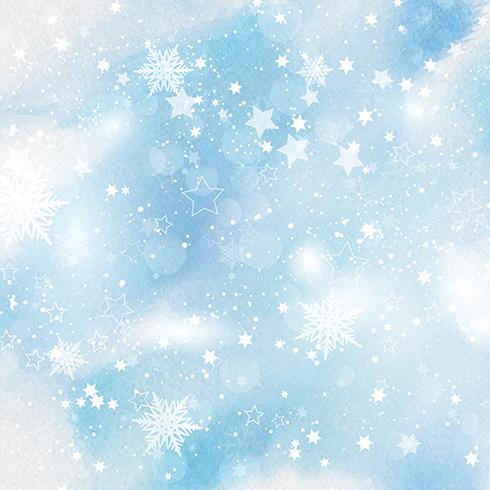 Fiocchi di neve e stelle su sfondo acquerello vettore