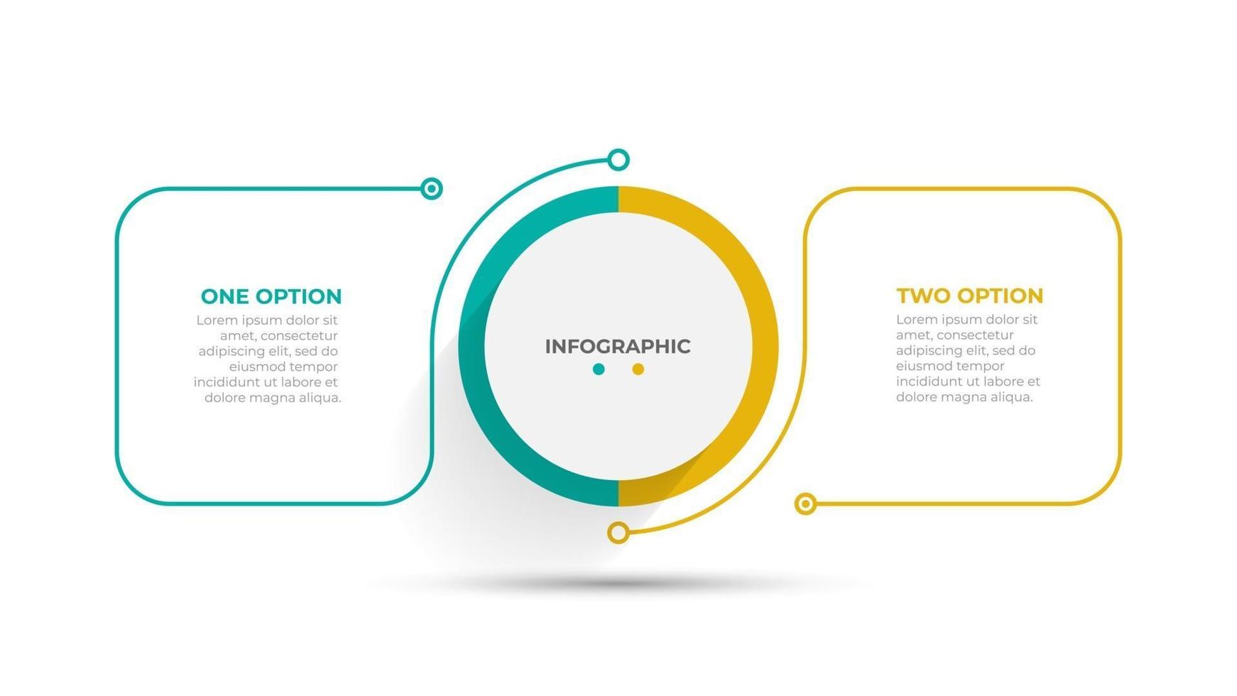 modello di design elemento piatto linea sottile. concetto di business con 2 passaggi, opzioni, processi. illustrazione vettoriale. vettore