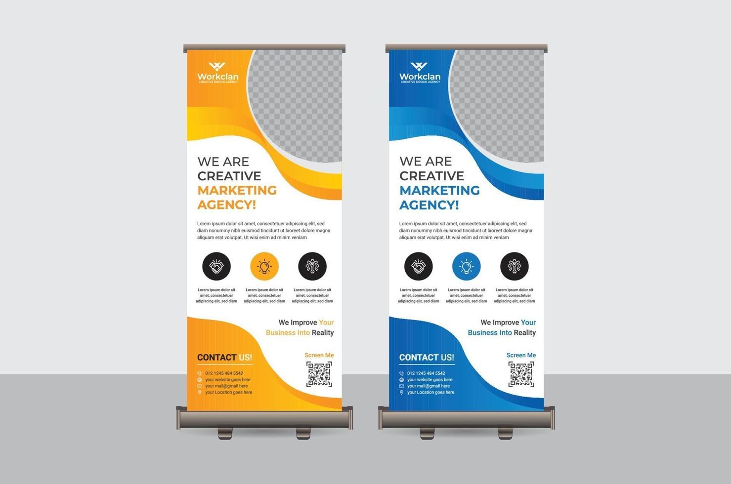 astratto colorato roll up banner modello di disegno vettoriale