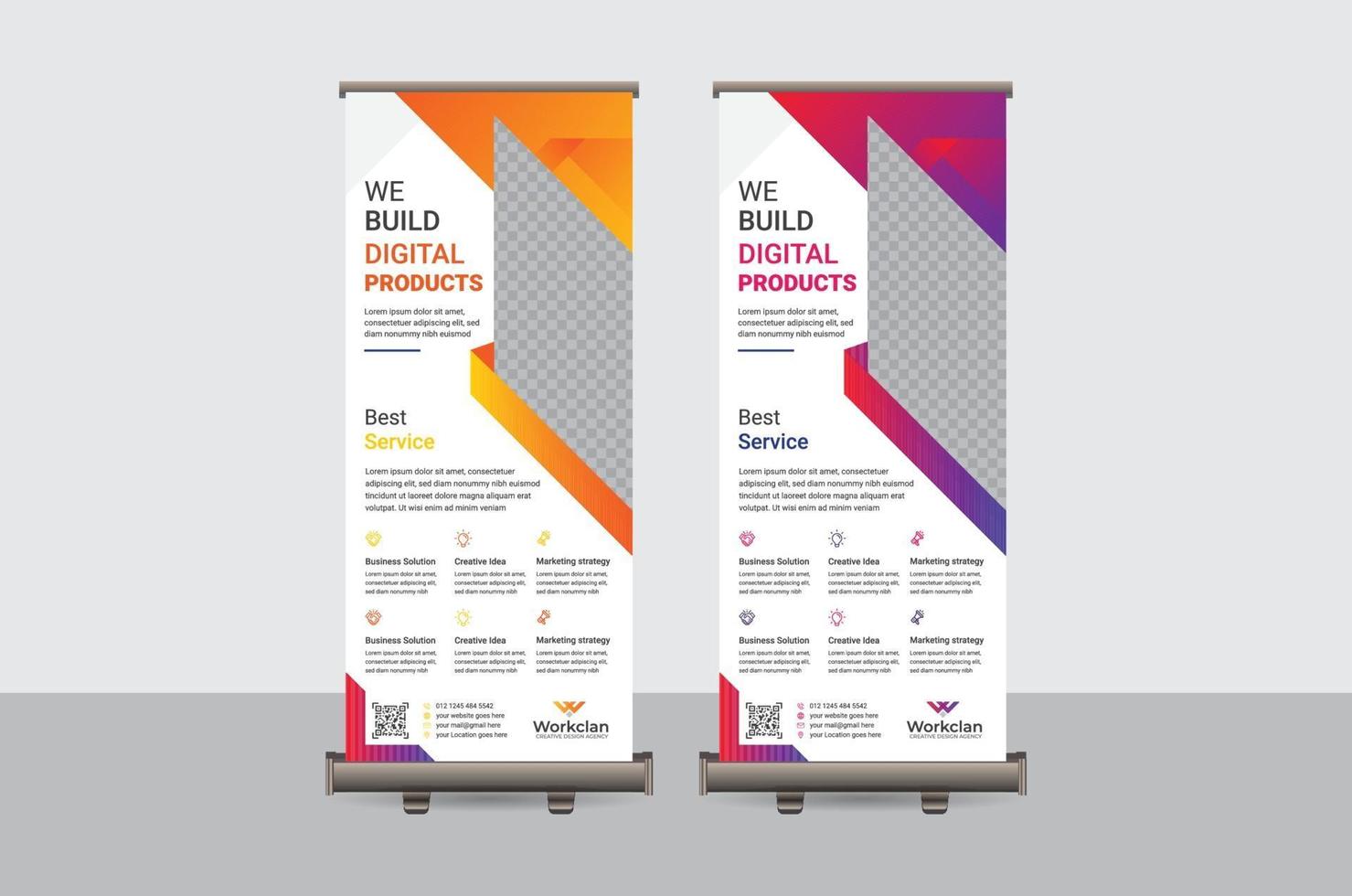 astratto colorato roll up banner modello di disegno vettoriale