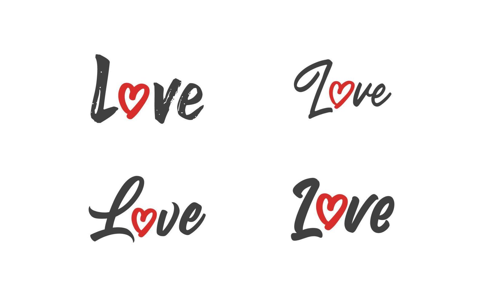 amore lettering con cuore forma icona. mano disegnato stile romantico carta design. vettore