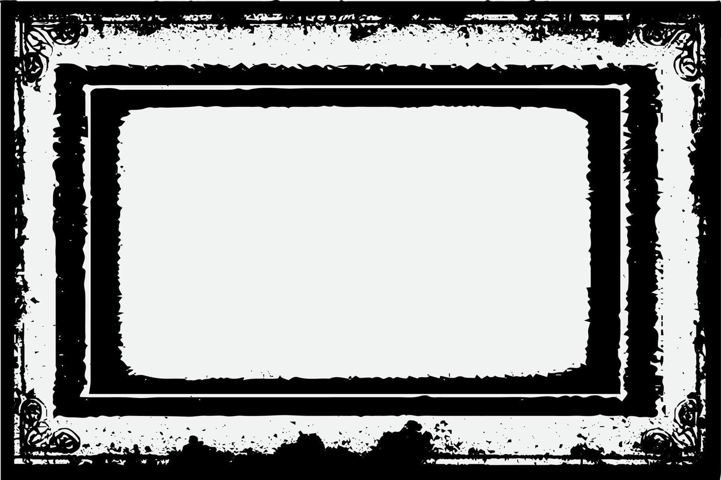piazza telaio con grunge nero inchiostro ornamento in giro il bordi, bianca sfondo nel vettore eps formato B