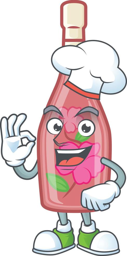 rosa bottiglia vino cartone animato personaggio stile vettore