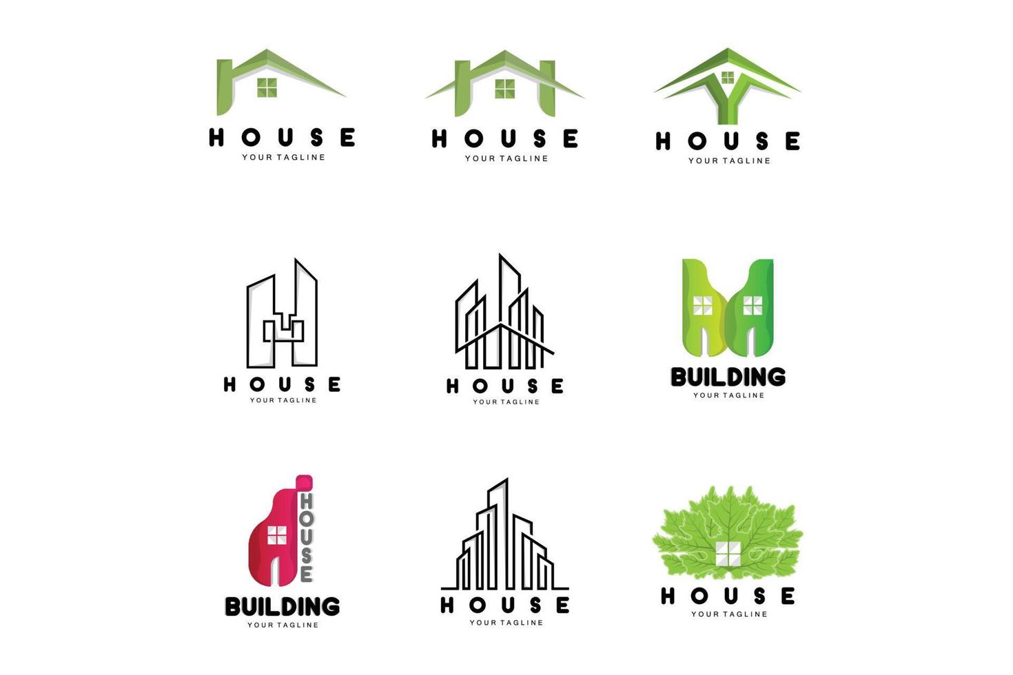 Casa logo, edificio mobilia disegno, costruzione vettore, proprietà marca icona, vero proprietà, alloggiamento vettore
