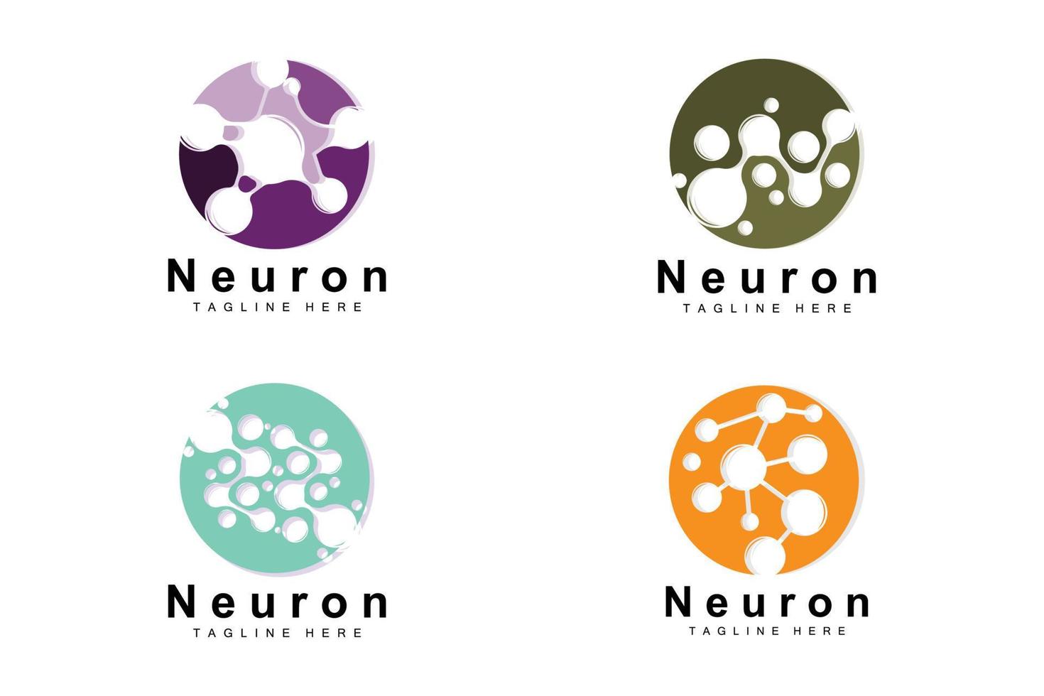 neurone logo design vettore nervo cellula illustrazione molecolare dna Salute marca