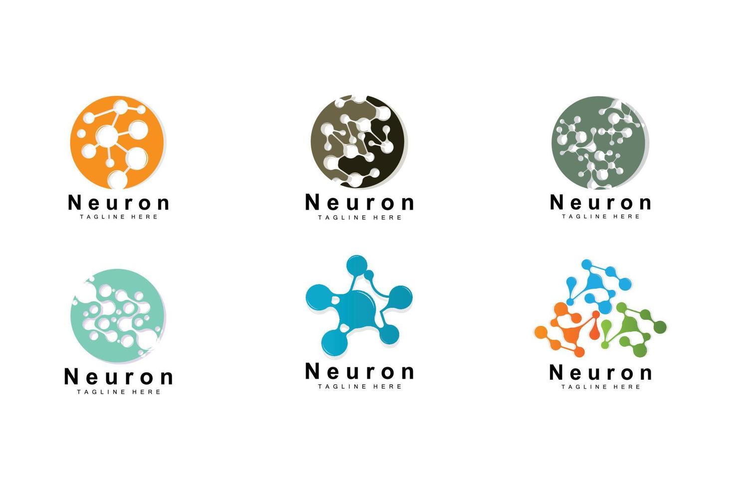 neurone logo design vettore nervo cellula illustrazione molecolare dna Salute marca