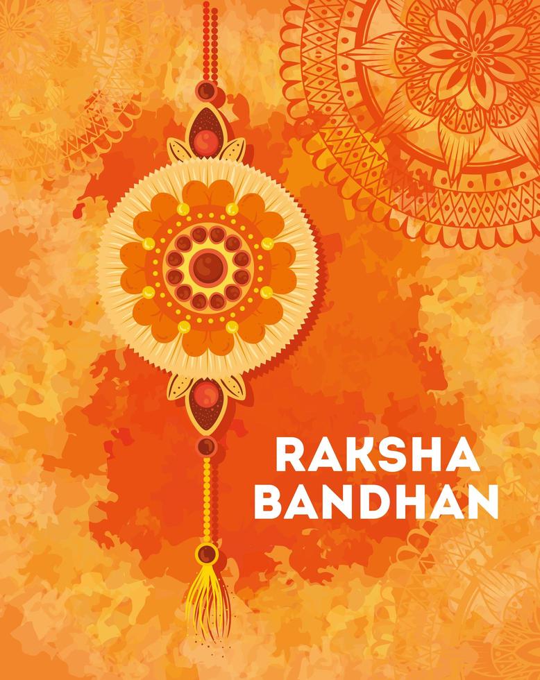 biglietto di auguri con rakhi decorativo per raksha bandhan vettore