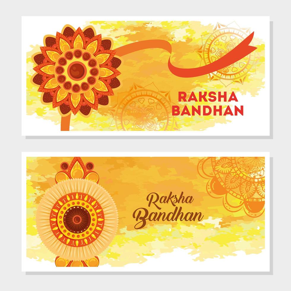 set di biglietti di auguri per la celebrazione del raksha bandhan vettore