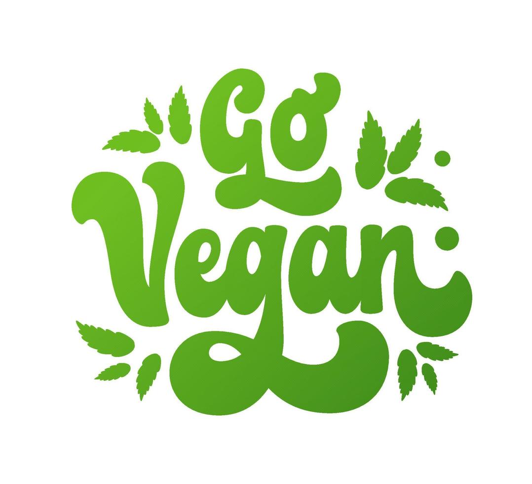 partire vegano - di ispirazione retrò copione lettering disegno, disegnato a mano con un' 70s vibrazione. un' carattere tipografico design elemento quello Spettacoli il promozione di un' vegano o vegetariano stile di vita. per Stampa, ragnatela, moda scopi vettore