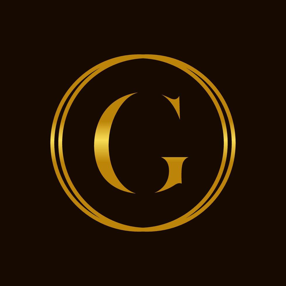 elegante iniziale g d'oro cerchio logo vettore