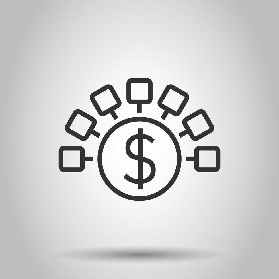 i soldi reddito icona nel piatto stile. dollaro moneta vettore illustrazione su bianca isolato sfondo. finanza struttura attività commerciale concetto.