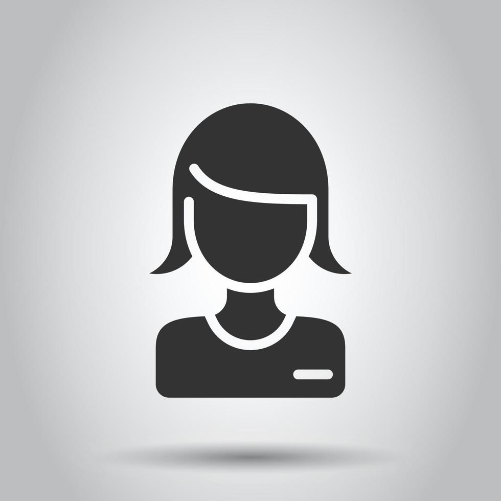 donna viso icona nel piatto stile. persone vettore illustrazione su bianca sfondo. associazione attività commerciale concetto.