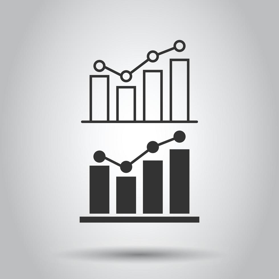 in crescita bar grafico icona nel piatto stile. aumentare freccia vettore illustrazione su bianca sfondo. Infografica progresso attività commerciale concetto.