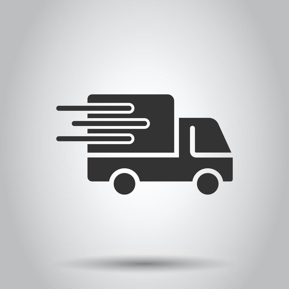 consegna camion icona nel piatto stile. furgone vettore illustrazione su bianca isolato sfondo. carico auto attività commerciale concetto.