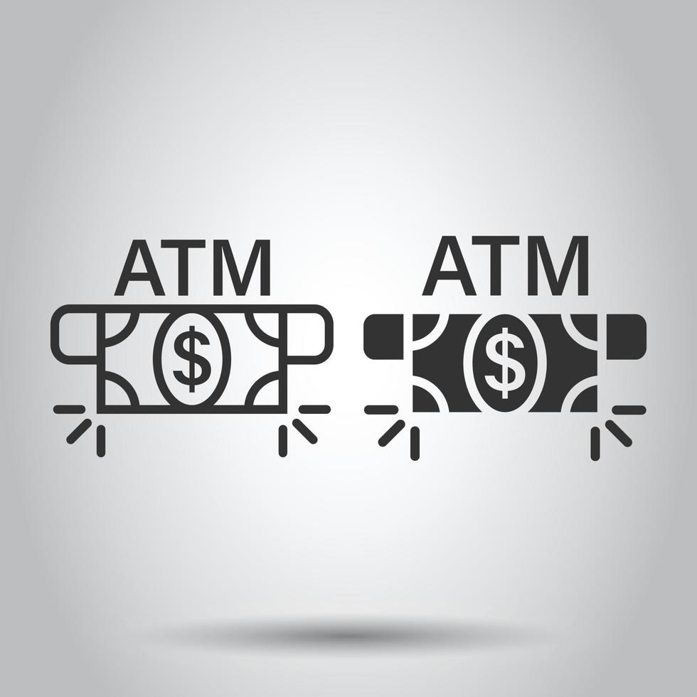 i soldi ATM icona nel piatto stile. scambio denaro contante vettore illustrazione su bianca isolato sfondo. banconota conto attività commerciale concetto.