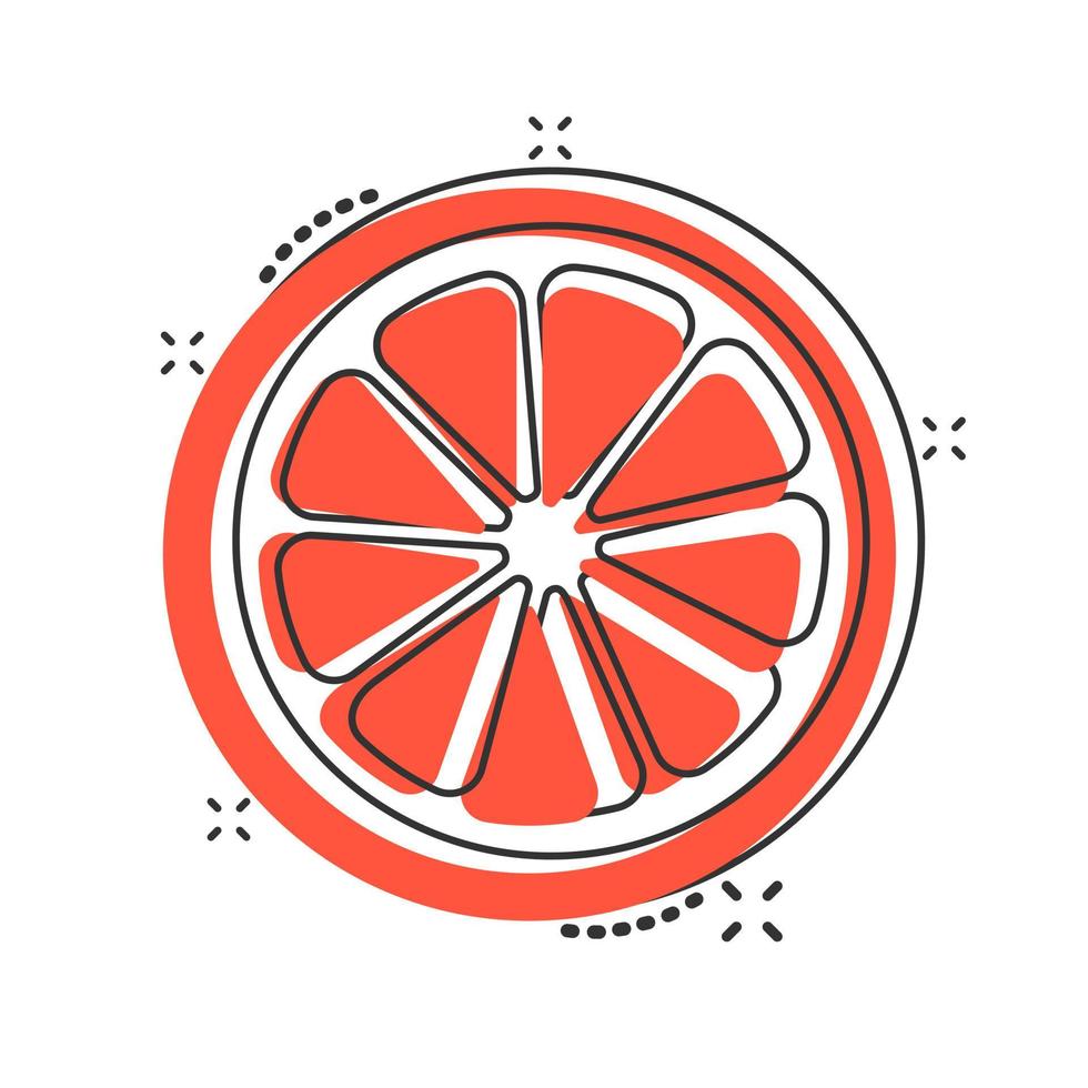 vettore cartone animato arancia frutta icona nel comico stile. arancia agrume concetto illustrazione pittogramma. tropicale cibo attività commerciale spruzzo effetto concetto.