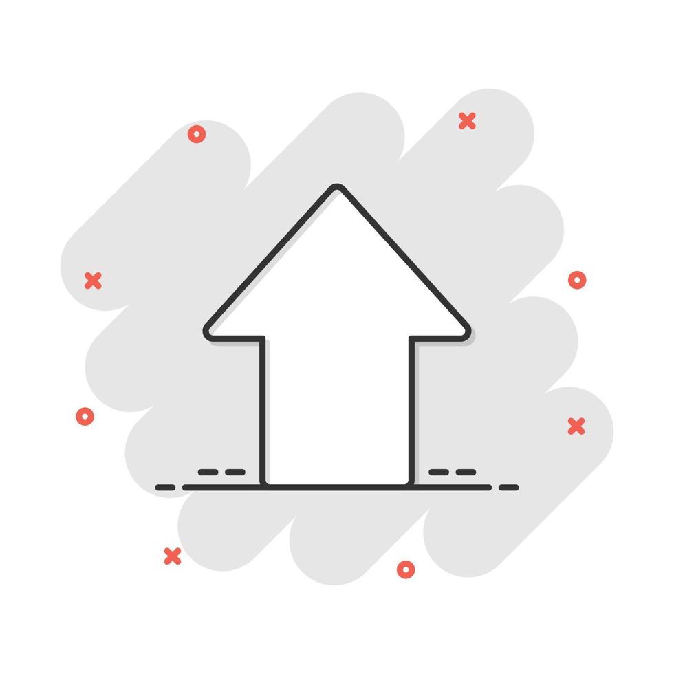 vettore cartone animato freccia su icona nel comico stile. inoltrare freccia cartello illustrazione pittogramma. cursore attività commerciale spruzzo effetto concetto.