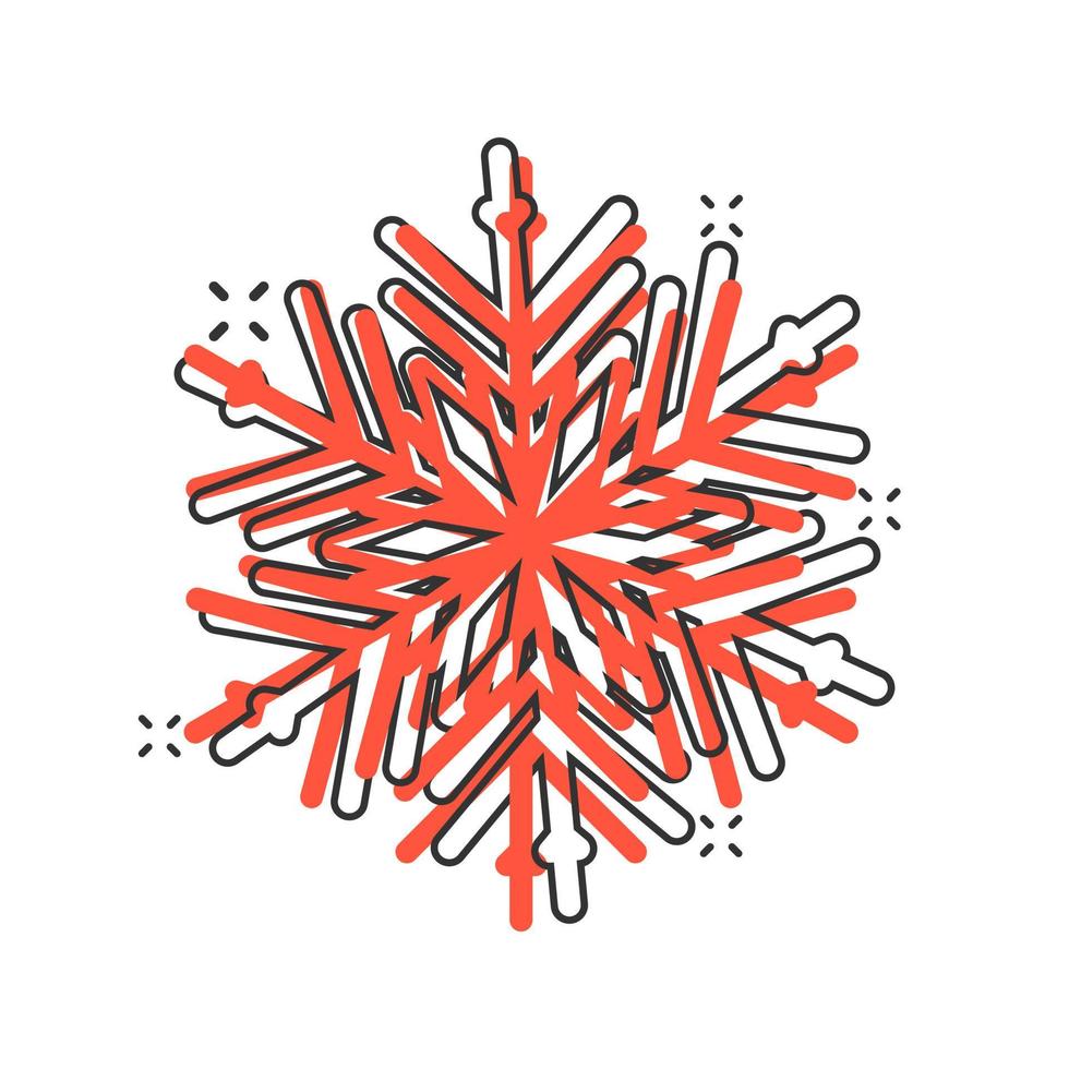 fiocco di neve icona nel comico stile. neve fiocco inverno vettore cartone animato illustrazione pittogramma. Natale nevicata ornamento attività commerciale concetto spruzzo effetto.