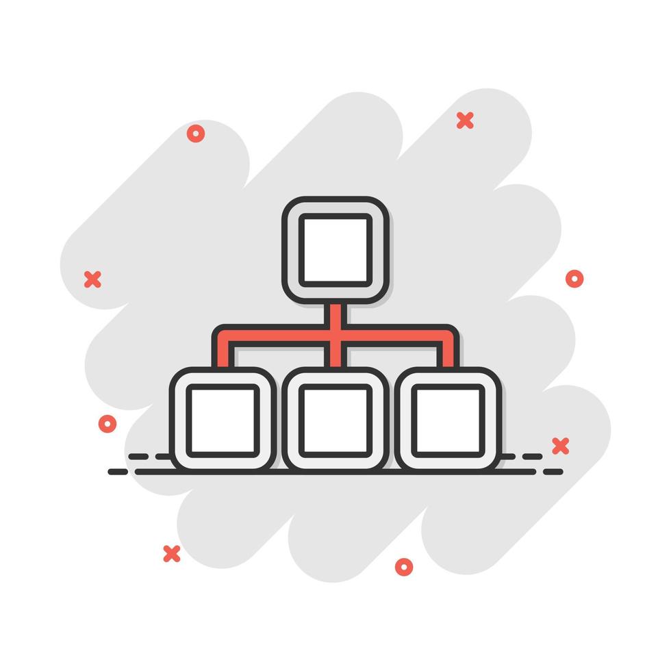 vettore cartone animato struttura diagramma icona nel comico stile. grafico organizzazione cartello illustrazione pittogramma. struttura attività commerciale spruzzo effetto concetto.
