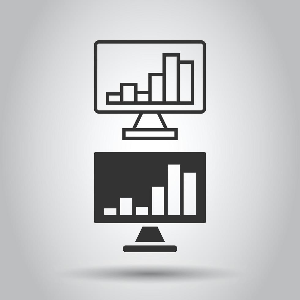sito web analitica icona nel piatto stile. SEO dati vettore illustrazione su bianca isolato sfondo. computer diagramma attività commerciale concetto.