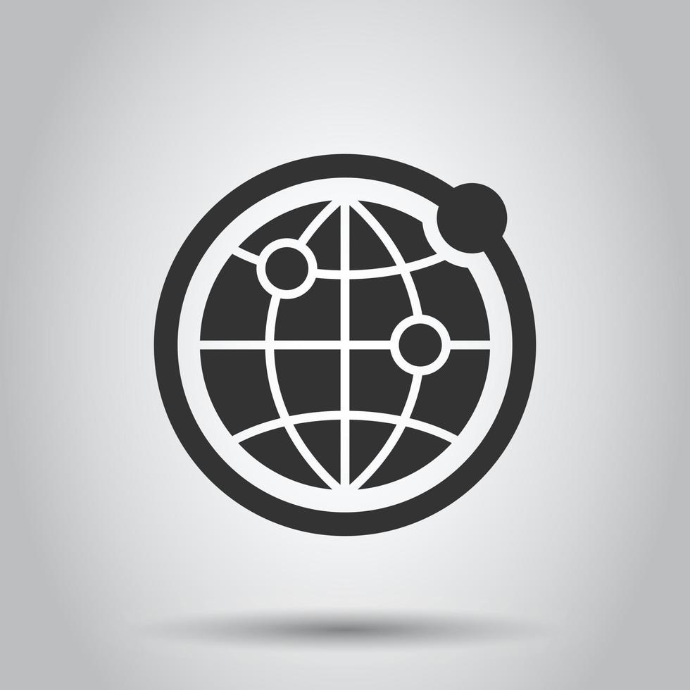 terra pianeta icona nel piatto stile. globo geografico vettore illustrazione su bianca isolato sfondo. globale comunicazione attività commerciale concetto.
