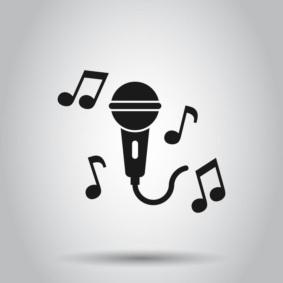karaoke musica icona nel piatto stile. microfono discorso vettore illustrazione su isolato sfondo. Audio attrezzatura attività commerciale concetto.