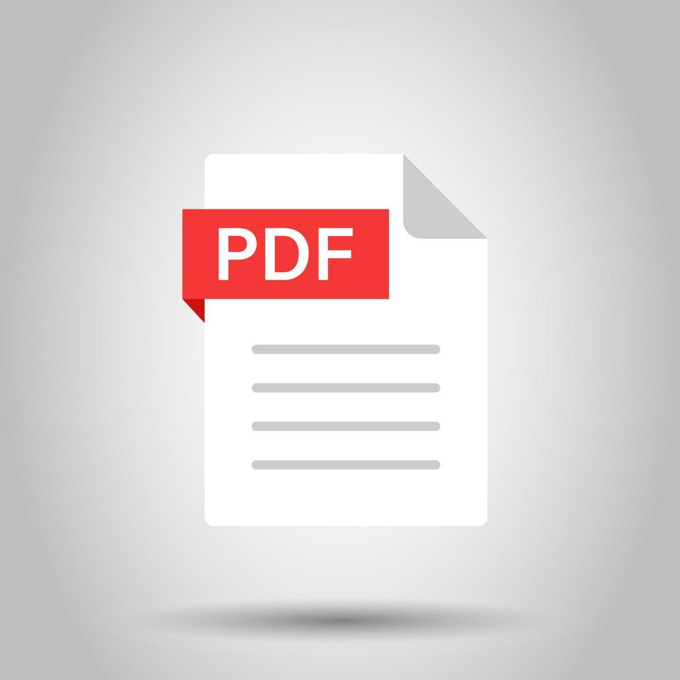 PDF icona nel piatto stile. documento testo vettore illustrazione su isolato sfondo. archivio attività commerciale concetto.