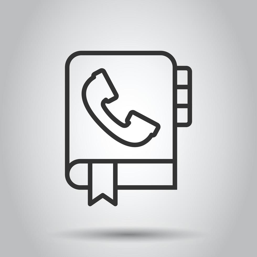 indirizzo Telefono libro icona nel piatto stile. telefono taccuino vettore illustrazione su bianca isolato sfondo. hotline contatto attività commerciale concetto.