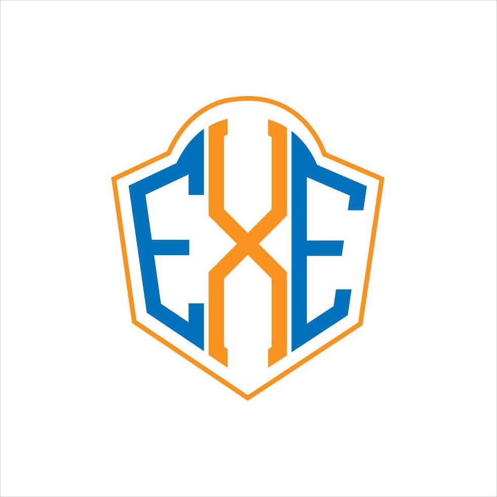 EXE astratto monogramma scudo logo design su bianca sfondo. EXE creativo iniziali lettera logo. vettore