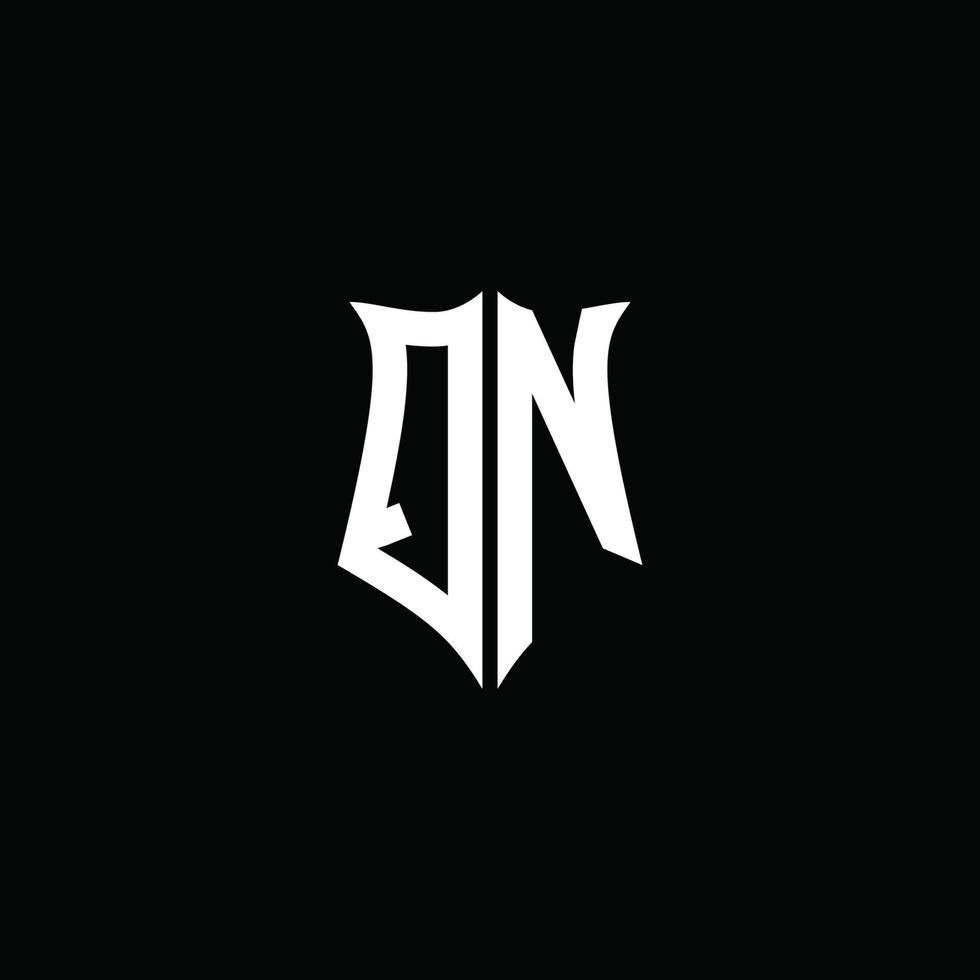 qn monogramma lettera logo nastro con stile scudo isolato su sfondo nero vettore