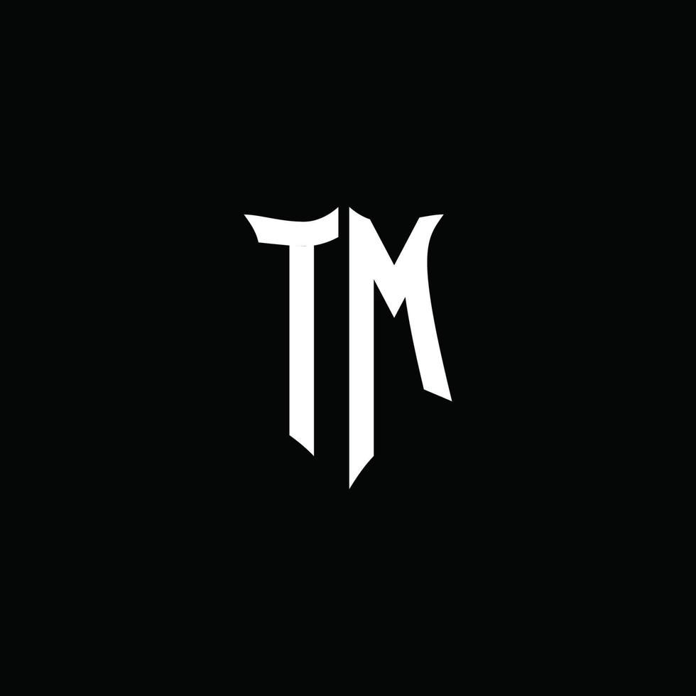 tm monogramma lettera logo nastro con scudo stile isolato su nero sfondo vettore