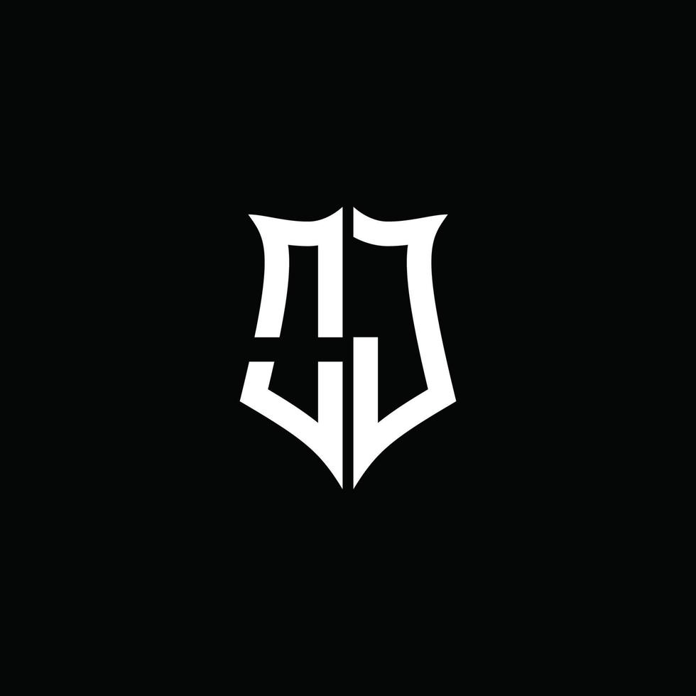 nastro logo lettera monogramma oj con stile scudo isolato su sfondo nero vettore