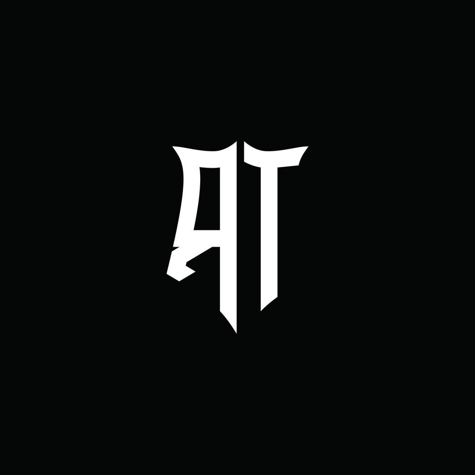 rt monogramma lettera logo nastro con stile scudo isolato su sfondo nero vettore