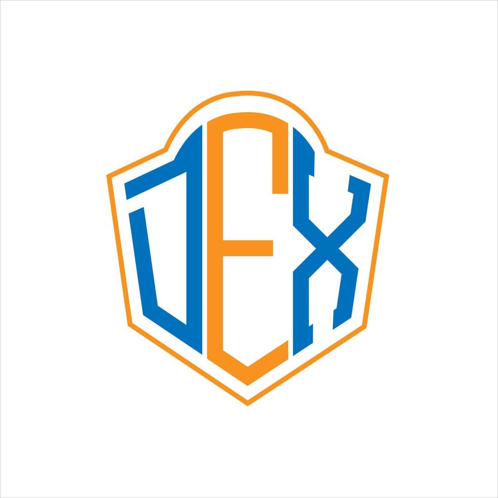 dex astratto monogramma scudo logo design su bianca sfondo. dex creativo iniziali lettera logo. vettore