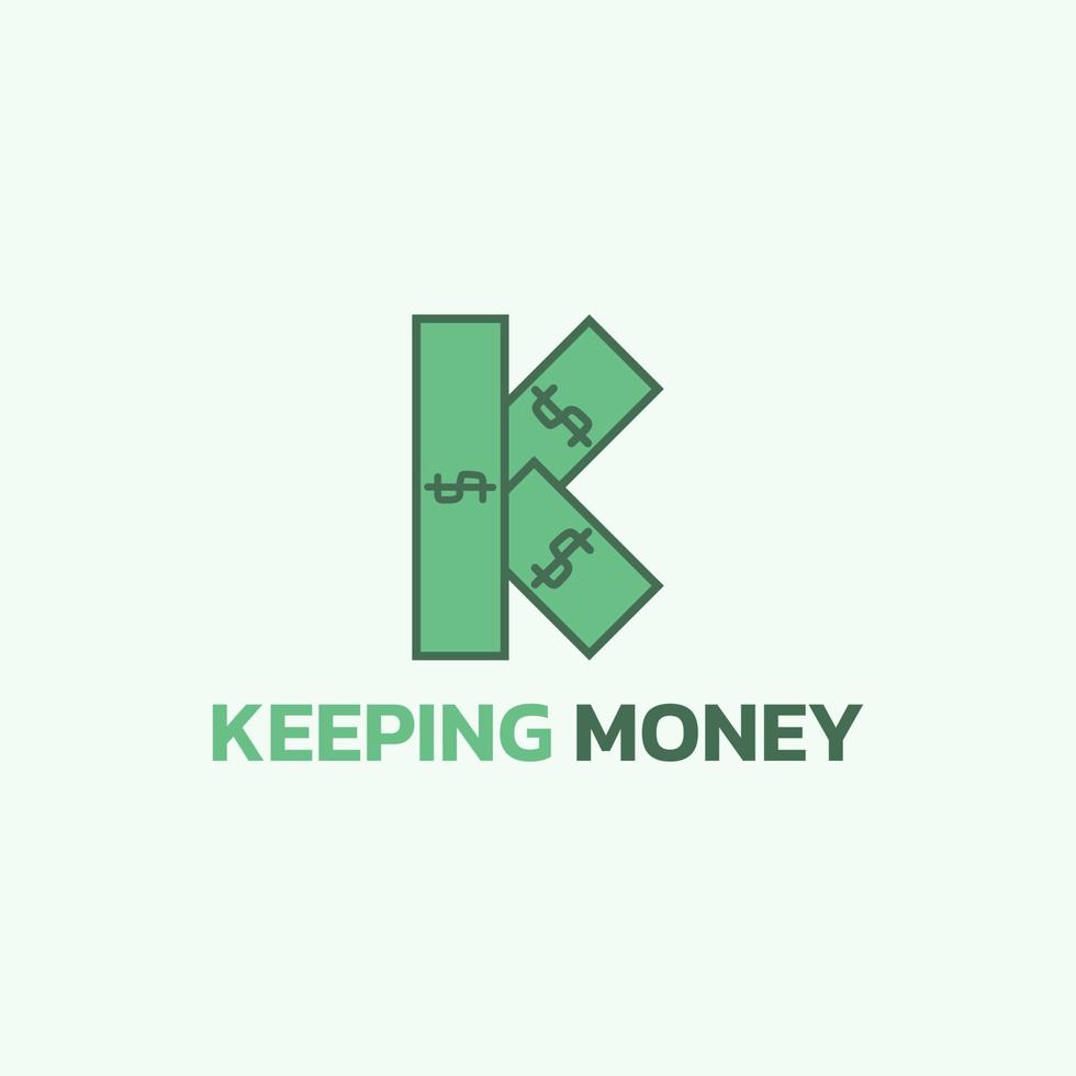 K lettera logo formato a partire dal combinato banconote. vettore